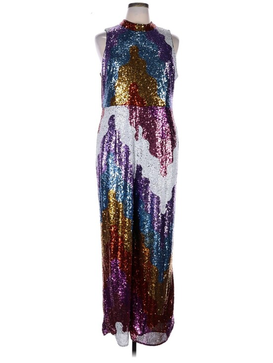 Hutch Pants - Hutch Abstract Sequined Rainbow Jumpsuit Size XL